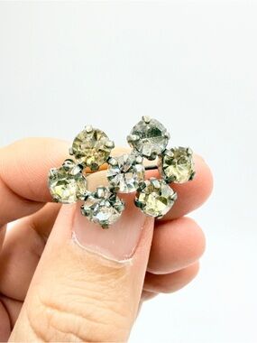 Vintage Made in Germany Rhinestone Cluster Brooch Silver Tone